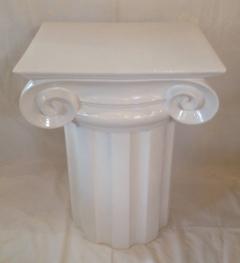 Ionic Column White Ceramic Mid Century End Table or Pedestal - 104227