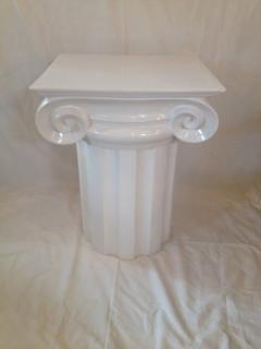 Ionic Column White Ceramic Mid Century End Table or Pedestal - 104229