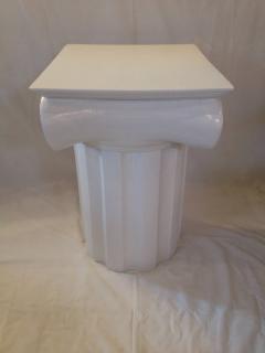 Ionic Column White Ceramic Mid Century End Table or Pedestal - 104231