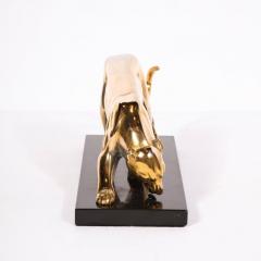 Ir n e Rochard French Art Deco Drinking Panter Sculpture on Black Marble Base Signed Rochard - 2809773