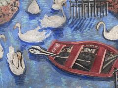 Irene Rice Pereira Red Boat with Swans  - 2538760