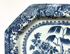 Irish Delft Blue and White Chinoiserie Platter of Massive Scale circa 1760 - 4557308