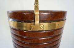 Irish Georgian Turned Mahogany and Brass Peat or Kindling Bucket - 2440023