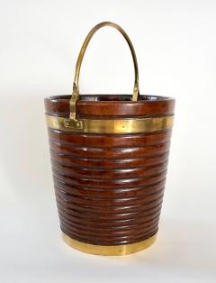 Irish Georgian Turned Mahogany and Brass Peat or Kindling Bucket - 2440024