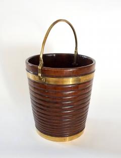 Irish Georgian Turned Mahogany and Brass Peat or Kindling Bucket - 2440025