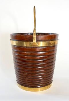 Irish Georgian Turned Mahogany and Brass Peat or Kindling Bucket - 2440026
