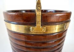 Irish Georgian Turned Mahogany and Brass Peat or Kindling Bucket - 2440027