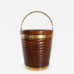 Irish Georgian Turned Mahogany and Brass Peat or Kindling Bucket - 2440221