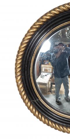 Irish Regency Giltwood And Ebonized Convex Mirror - 4524425