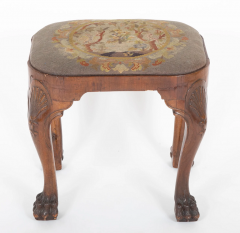 Irish Walnut Hairy Paw Foot Oval Stool with Shell Knees - 2915583