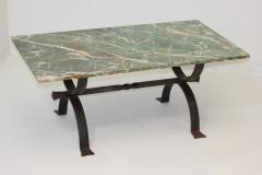 Iron Cocktail Table with a Cipollino Verde Marble Top 1935 France - 3577833