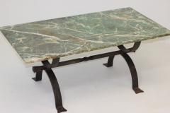 Iron Cocktail Table with a Cipollino Verde Marble Top 1935 France - 3577836