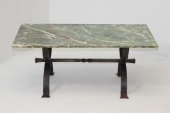 Iron Cocktail Table with a Cipollino Verde Marble Top 1935 France - 3577842