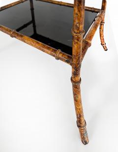 Iron Faux Bamboo Tortoise Shell Finish Magazine Rack Black Glass Shelves - 4397291