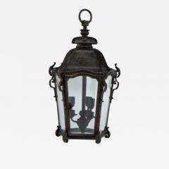 Iron Glass and Tole Pentagonal Lantern - 3161290
