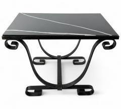 Iron Scroll Form Side Table with Black Marble Top - 4421550