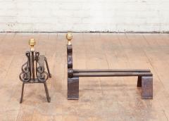 Iron and Brass Lyre Andirons - 3125429