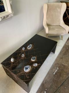 Iron and Bronze Floral Design Natural Celestite Studio Coffee Table - 4633005