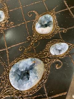 Iron and Bronze Floral Design Natural Celestite Studio Coffee Table - 4633012