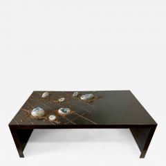 Iron and Bronze Floral Design Natural Celestite Studio Coffee Table - 4759381