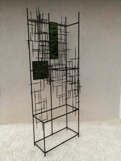Iron and Bronze Welded Sculptural Modernist Entrance Glass Mirror Stand - 1947521