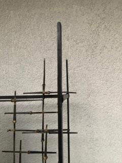 Iron and Bronze Welded Sculptural Modernist Entrance Glass Mirror Stand - 1947527