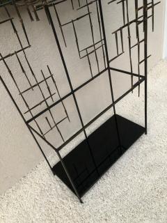 Iron and Bronze Welded Sculptural Modernist Entrance Glass Mirror Stand - 1947531