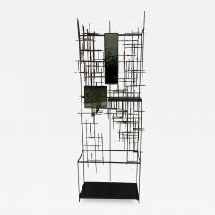 Iron and Bronze Welded Sculptural Modernist Entrance Glass Mirror Stand - 1949216