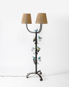 Iron and Glazed Ceramic Floor Lamp France c 1940 - 3813898