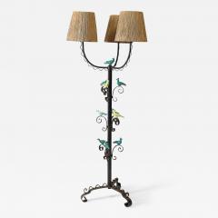 Iron and Glazed Ceramic Floor Lamp France c 1940 - 3818167