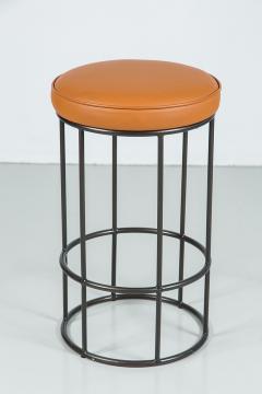 Iron and Leather Circular Barstool - 202274
