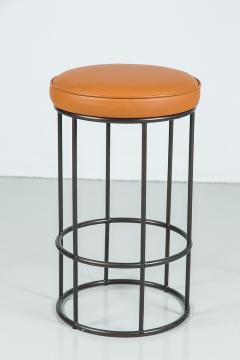 Iron and Leather Circular Barstool - 202275