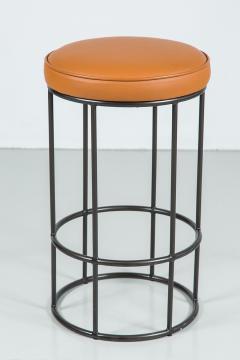 Iron and Leather Circular Barstool - 202276