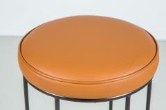 Iron and Leather Circular Barstool - 202278