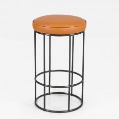 Iron and Leather Circular Barstool - 202744