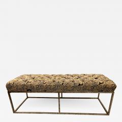 Iron bench in Button Tufted Clarence House Linen - 1438429