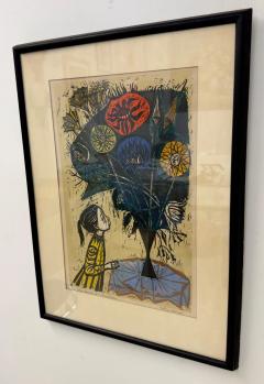 Irving Amen Irving Amen The Heart is a Garden Signed A P Framed Woodblock Print - 3488656