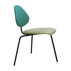 Isa Ponte Mid Century Pair Of Black Lacquered Metal Cotton Satin Italian Chairs - 924437