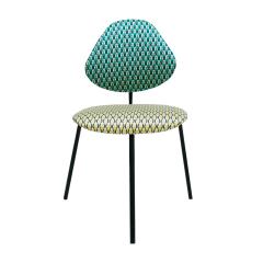 Isa Ponte Mid Century Pair Of Black Lacquered Metal Cotton Satin Italian Chairs - 924438