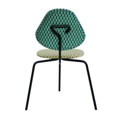 Isa Ponte Mid Century Pair Of Black Lacquered Metal Cotton Satin Italian Chairs - 924439