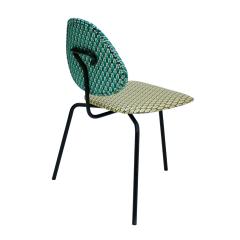 Isa Ponte Mid Century Pair Of Black Lacquered Metal Cotton Satin Italian Chairs - 924440