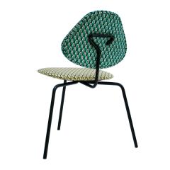 Isa Ponte Mid Century Pair Of Black Lacquered Metal Cotton Satin Italian Chairs - 924441