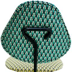 Isa Ponte Mid Century Pair Of Black Lacquered Metal Cotton Satin Italian Chairs - 924444