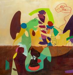 Isabel Brinck Abstract Painting on Canvas Titled Squirrel Whisperer  - 4397276