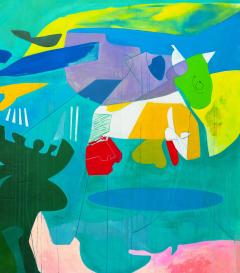 Isabel Brinck Original Abstract Painting on Canvas Titled Rain Check  - 4397277