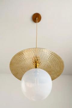 Isabel Moncada COMETA pendant light Minimalist Hammered Finish White Handblown Glass Globe - 3837900