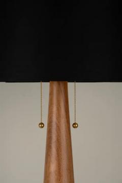 Isabel Moncada Modern Floor Lamp Natural Parota Wood Hand Forged Brass Black Fiberglass Shade - 3837584