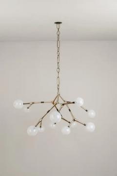 Isabel Moncada Organic Modern Chandelier Polished Lost Wax Bronze White Blown Glass Globes - 3837732