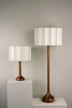 Isabel Moncada Organic Modern Floor Lamp Natural Wood Handmade Ivory Fluted Shade - 3837600