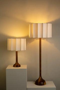 Isabel Moncada Organic Modern Floor Lamp Natural Wood Handmade Ivory Fluted Shade - 3837601